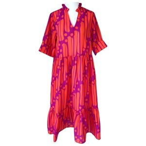 Collection by Cezele Orange and Purple Midi Dress